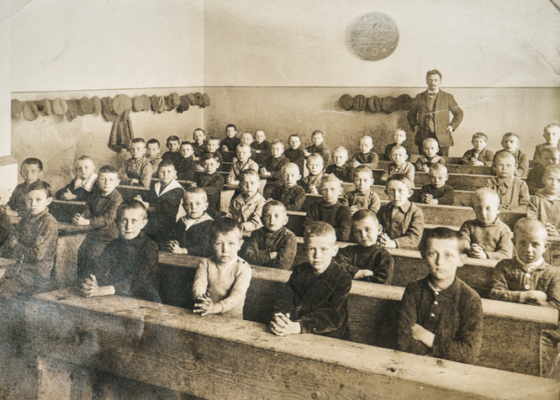 School children sitting in rows