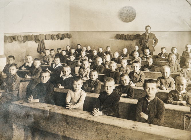School children sitting in rows